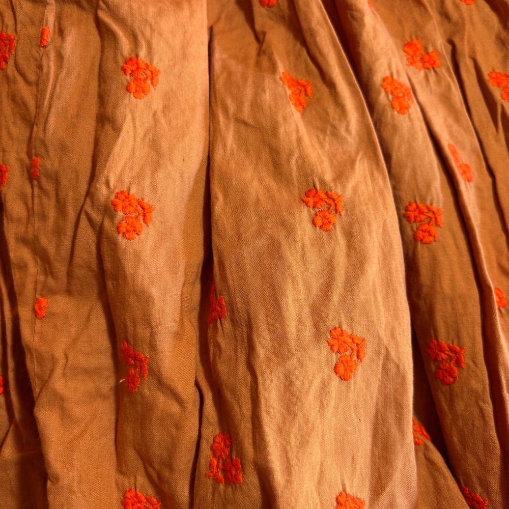 VTG Jonathan Logan Brown Orange Floral Embroidered Corset Tie Maxi Dress‎ XS 50s - Picture 10 of 11